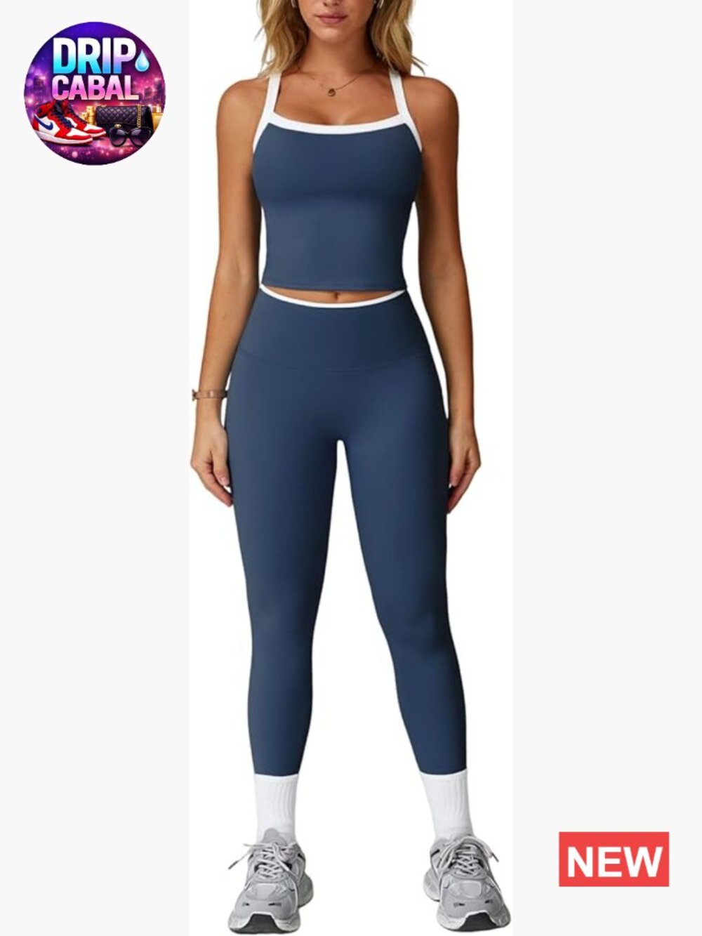 2 Piece Workout Sets Cross Back Tank Top High Waist Leggings Gym Outfits